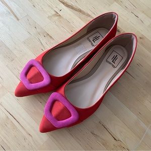 Red and pink leather flats size 6.5